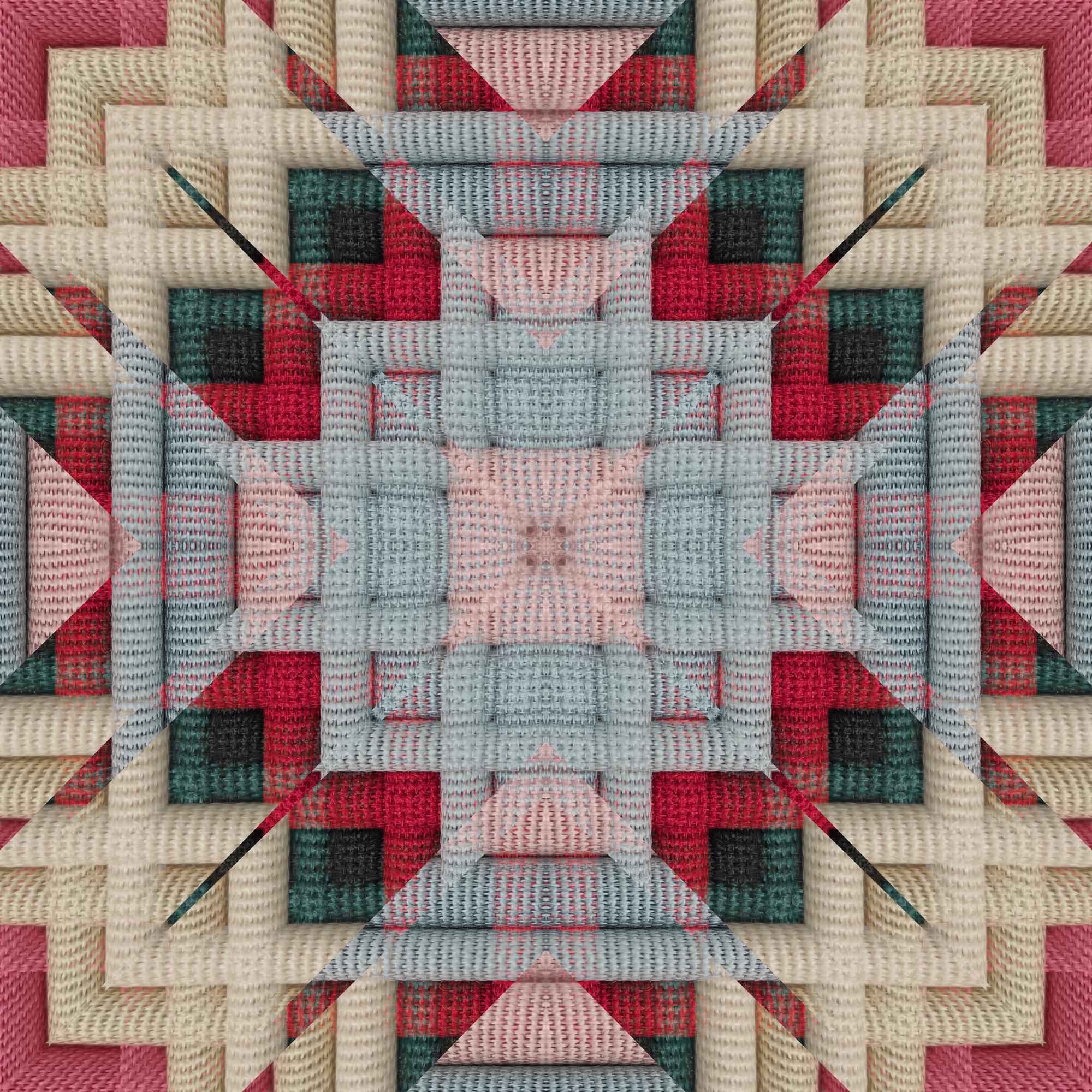 fragment tapicerki z geometrycznym haftem